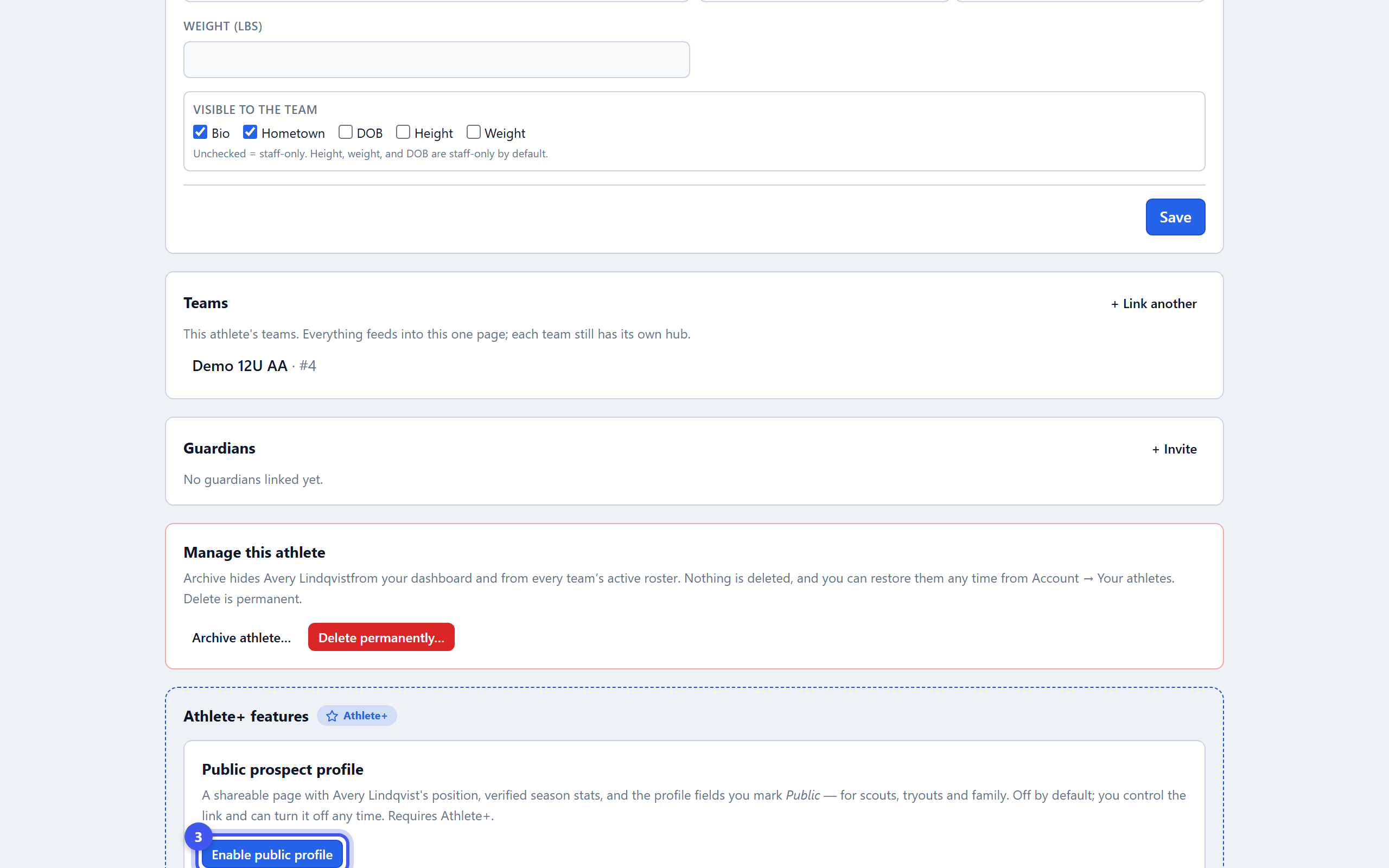 Create your prospect profile — step 3: Turn the public profile on
