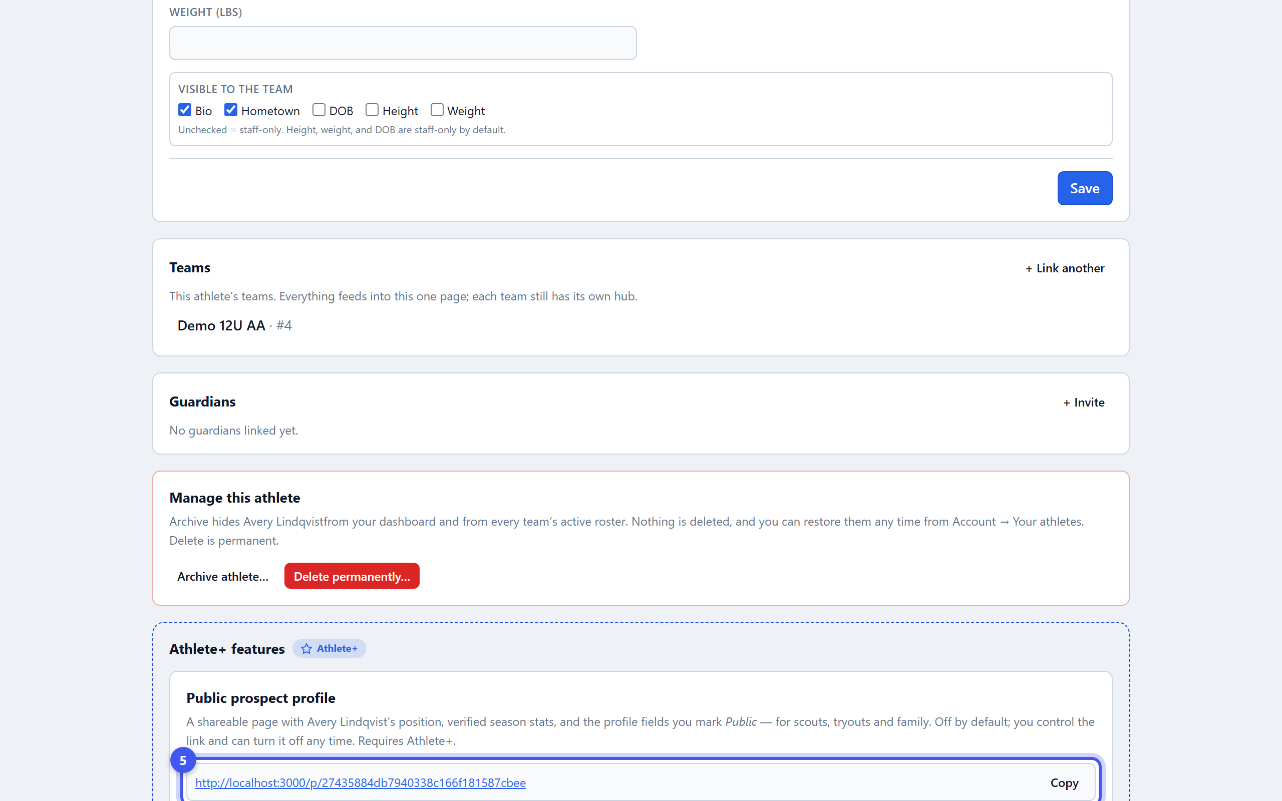 Create your prospect profile — step 5: Share the link