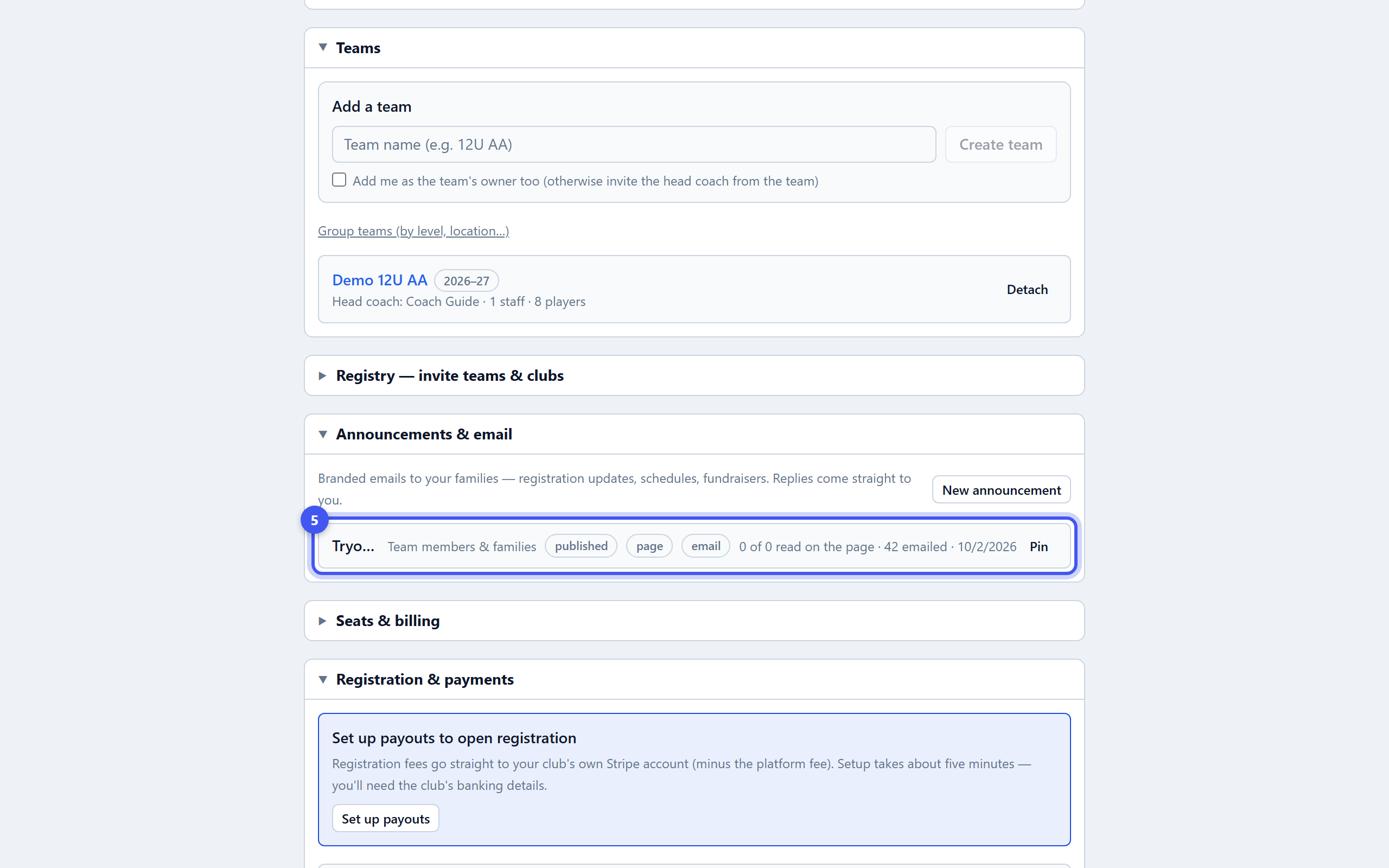 Send an announcement — step 5: See who read it